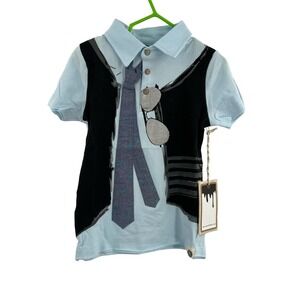 Mini Shatsu Real Tie Polo Shirt Blue‎ Shirt Size 2T New